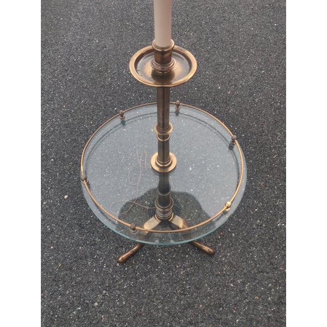 Mid 20th Century Stiffel French Provincial Solid Brass Tripod Cabriolet Leg Floor Lamp & Shade For Sale In Washington DC - Image 6 of 12