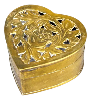 Vintage Brass Heart Shaped Cricket Box