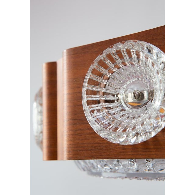 Mid-Century Modern Swedish Pendant Lamp in Wood and Glass by Orrefors, 1960s For Sale - Image 3 of 9