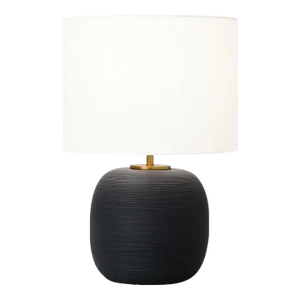Hable by Visual Comfort Studio Fanny Wide Table Lamp in Rough Black Ceramic