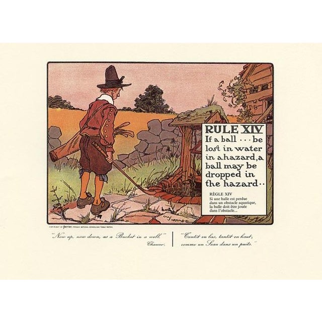 This original print is from a folio of whimsical Golf illustrations by the English artist Charles Crombie (1880-1967)....