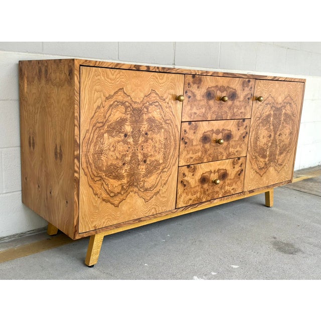 Modern Made Goods Modern Olive Ash Burl Wood Xander Buffet For Sale - Image 3 of 8