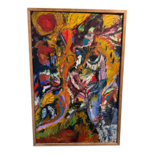 Collector Large Original Abstract Expressionist Oil Painting – Signed, Impasto Texture, Modernist, Framed