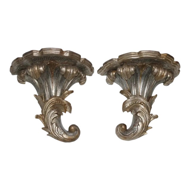 Louis XV Brackets Silver Leaf 1970s- A Pair For Sale