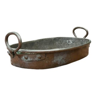 Vintage Patinated Copper Pan For Sale