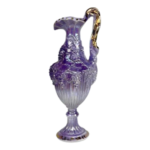Vintage Victorian Majolica Amethyst Porcelain Grape Motif Ewer Pitcher