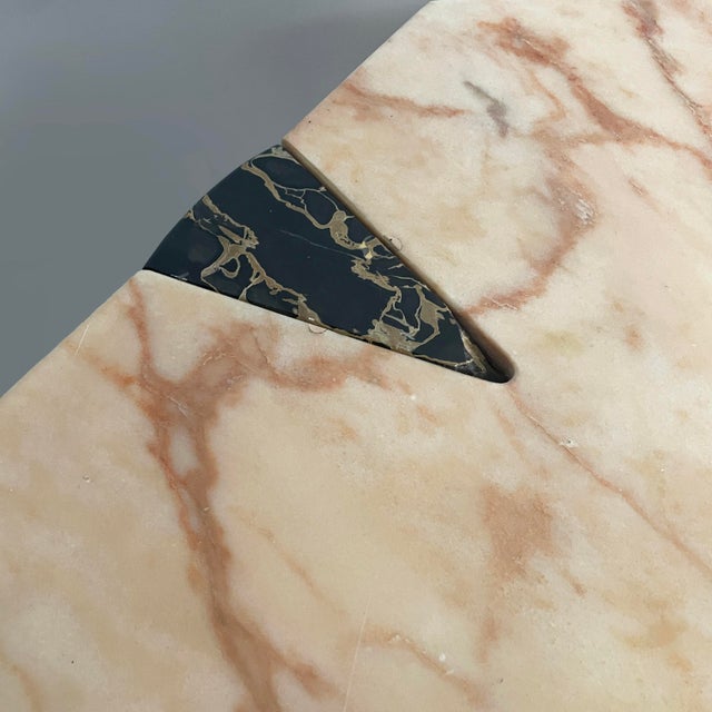 Metal Italian Modern Wall Console in Black and Pink Marble, 1980s For Sale - Image 7 of 18