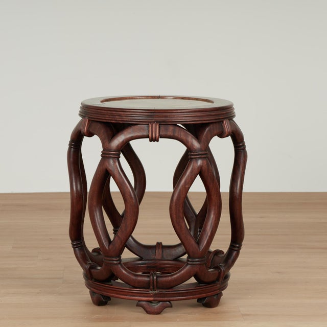 Pair of Vintage Chinese Carved Wood Garden Seats or Stands For Sale - Image 10 of 14