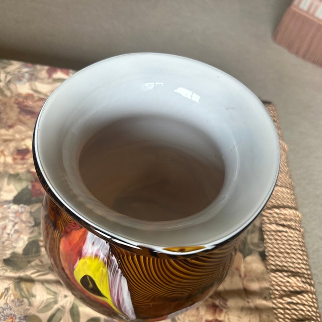 1980s Beautiful Italian Murano Hand Blown Glass Vase 12” Tall For Sale - Image 5 of 10