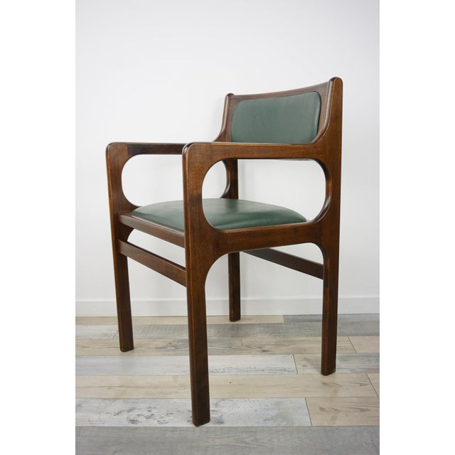 Mid 20th Century Lounge Chair in Wood and Dark Green Faux Leather, 1960s For Sale - Image 5 of 5