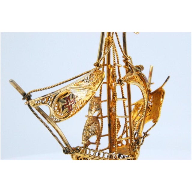 Caravel in Gilded Silver Filigree For Sale - Image 3 of 10