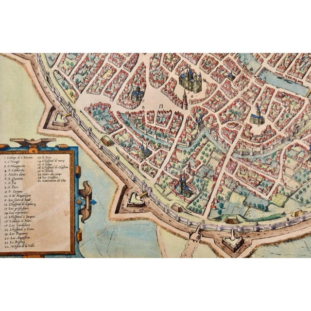 Tournai (Tournay), Belgium: A 16th Century Hand-Colored Map by Braun & Hogenberg, 1575 For Sale - Image 4 of 7