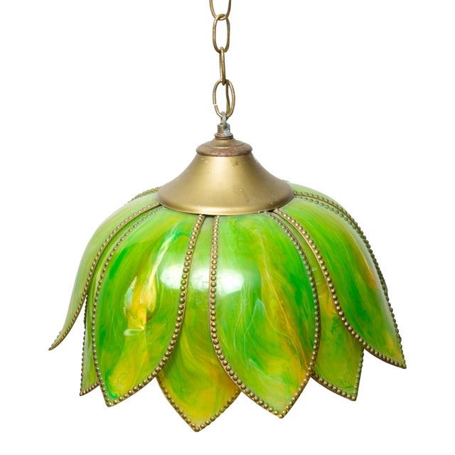 Vintage Boho Lotus Swag Lamp For Sale