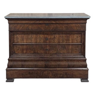 19th Century French Louis Philippe Marble Top Commode ~ Secretary For Sale