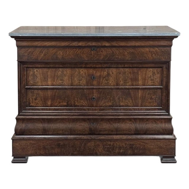 19th Century French Louis Philippe Marble Top Commode ~ Secretary For Sale