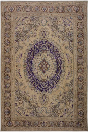 1990s Shabby Chic One of a Kind Hand Painted Brown Wool Rug - 8′ × 11′