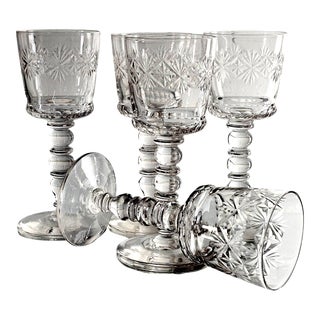 Bryce Diamond Wreath Cut Crystal Cordials Set of 5 For Sale