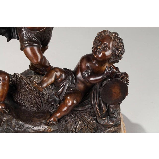 Cupids Playing Music, Late 19th Century, Bronze Sculpture Group For Sale - Image 4 of 11