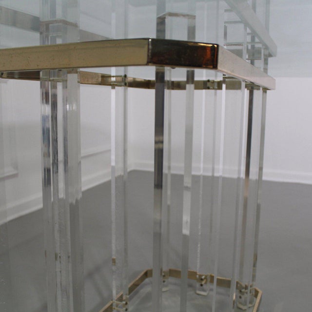 Mid-Century Modern Charles Hollis Jones Lucite and Brass Dining Table For Sale - Image 3 of 8