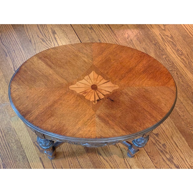 Antique Traditional Wood Inlay Oval Side Coffee Table Chairish