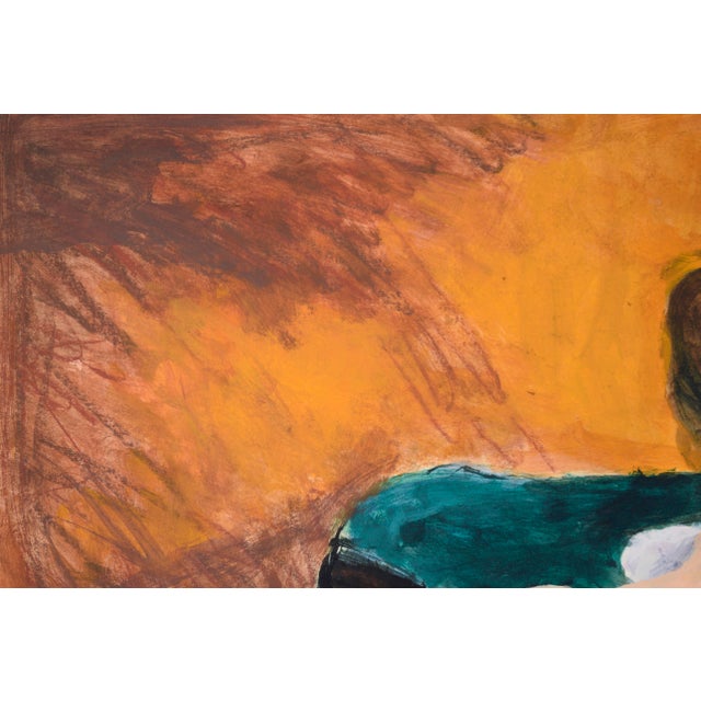 Paint Nude Model on a White and Blue Bed in Acrylic on Paper by Katherine Kallick For Sale - Image 7 of 7