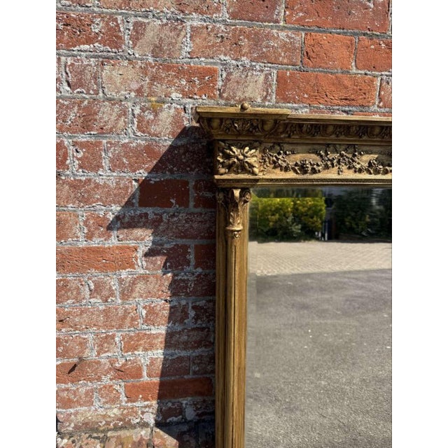 Large Antique 19th Century English Gilt Column Framed Overmantle Mirror. For Sale - Image 6 of 9