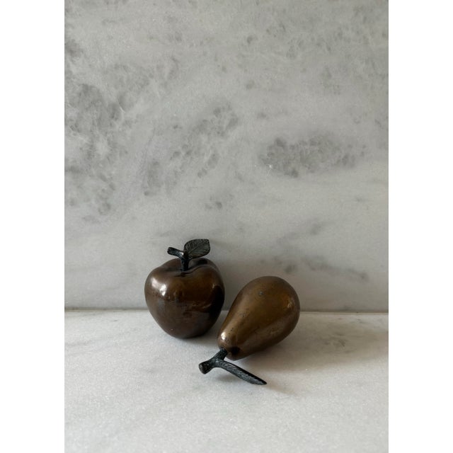 Mid-Century Modern Vintage Mid Century Apple and Pear Bronze Sculptures For Sale - Image 3 of 9