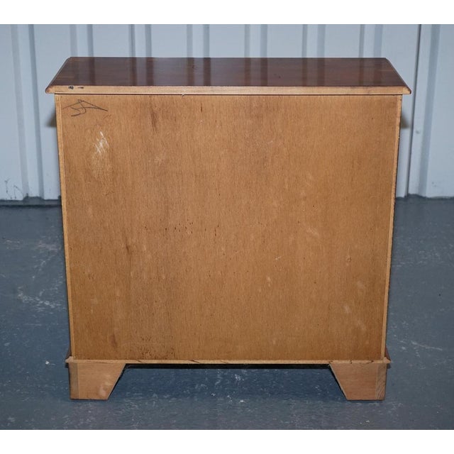 Small Vintage Burr Yew Wood Open Library Bookcase with Drawers and Shelf For Sale - Image 15 of 16