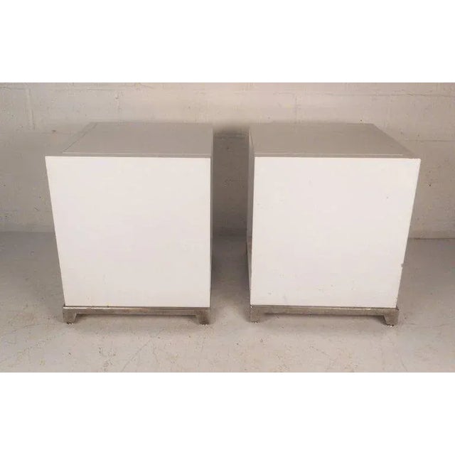 Vintage Modern White Laminate Nightstands - a Pair For Sale - Image 4 of 11