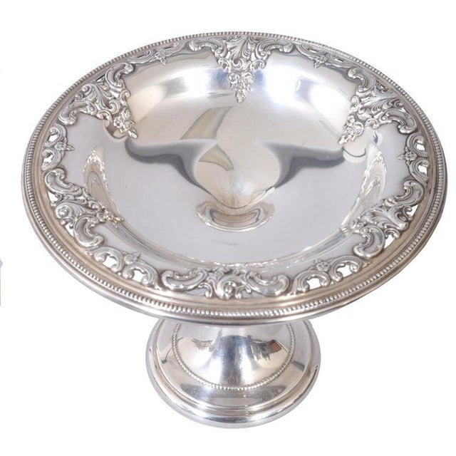 Arts & Crafts Antique American Sterling Silver Tazza Compote Wallace & Son Grand Baroque 1925 For Sale - Image 3 of 8