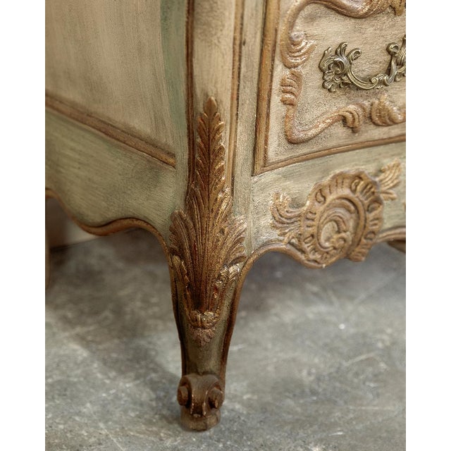 19th Century French Marble Carved Demilune Bombe Bowed Green Chest For Sale - Image 10 of 10