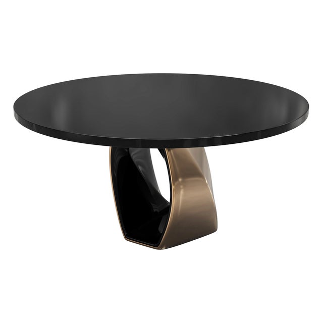 "Giselle" Round Table With Bronze and Stainless Steel, Handcrafted For Sale In Los Angeles - Image 6 of 9