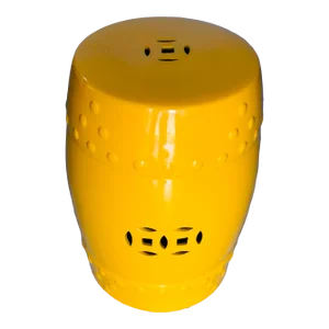 Painted Yellow Ceramic Garden Stool