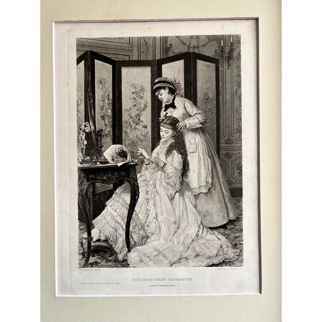 A beautiful antique Victorian engraving of two women Lovers. Philadelphia printed 1879. Presented matted and framed in...