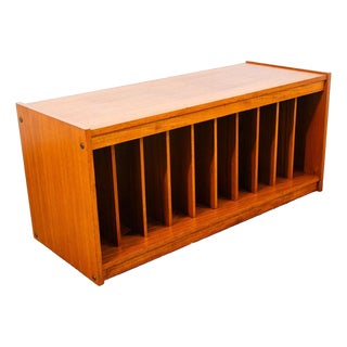 Mid Century Modern Cabinet Audio Vinyl Storage Teak Lp Hifi Audiophile Vintage For Sale