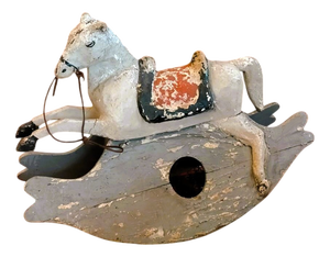 19th Century Rocking Horse in Papier-Mâché and Lacquered Wood