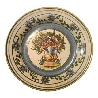 Vintage Ceramic Plate Signed, Hand Painted in Portugal For Sale