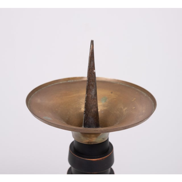 Amsterdamse School Candleholders in Brass, 1930, Set of 2 For Sale - Image 9 of 11