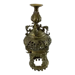 19th Century Gilt Brass or Bronze Pendant Style Light Fixture Candle Holder
