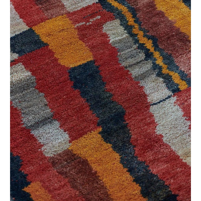 MANSOUR Mid-Century Colorful Handwoven Turkish Rug For Sale - Image 4 of 8