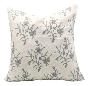 Fabdivine Handcrafted Pillow Cover 26x26 Inch Floral Design-Pure Linen, Daisy
