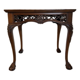 1990s Chippendale Style Reproduction Tea Table For Sale