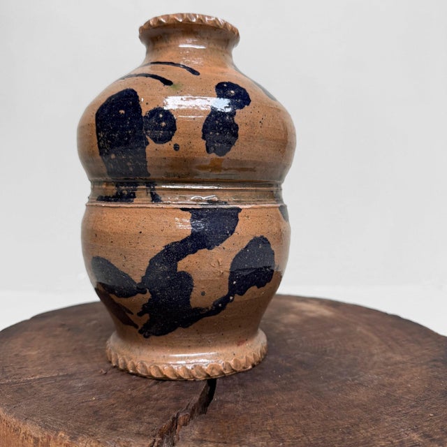Vintage Dark Blue Glazed Ceramic Vase, Italy, 1990s For Sale - Image 17 of 17