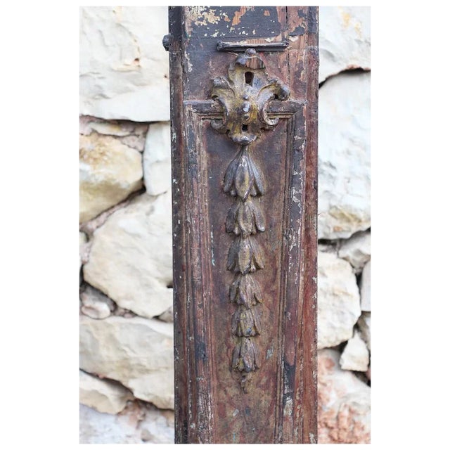Wood 18th Century Antique, Baroque Period, Polychrome Wooden Baluster / Pedestal For Sale - Image 7 of 9