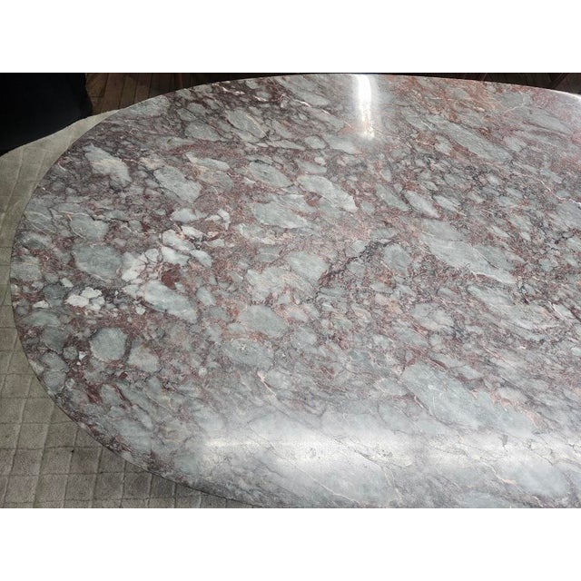 Mid 20th Century Exotic Marble Oval Italian Dining Table With Pedestal Base For Sale - Image 10 of 12