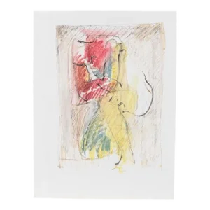 Jack Meanwell Abstract Figurative Oil Pastel Drawing, Late 20th Century