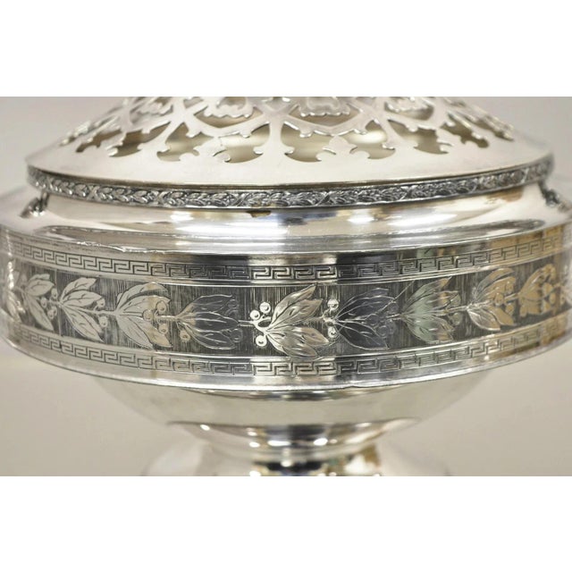 Victorian Antique Wallace Bros & Co. Victorian Silver Plated Reticulated Lid Butter Dish For Sale - Image 3 of 12