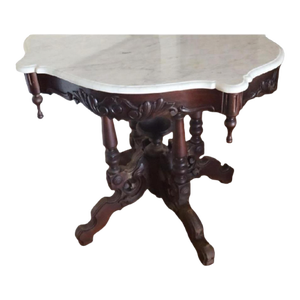19th Century Rococo Revival Marble-Top Parlor Table