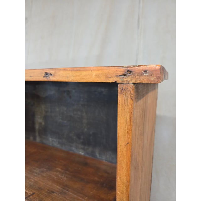 Vintage Rustic Primitive Handmade Pine Bookcase With Metal Backing For Sale - Image 11 of 15