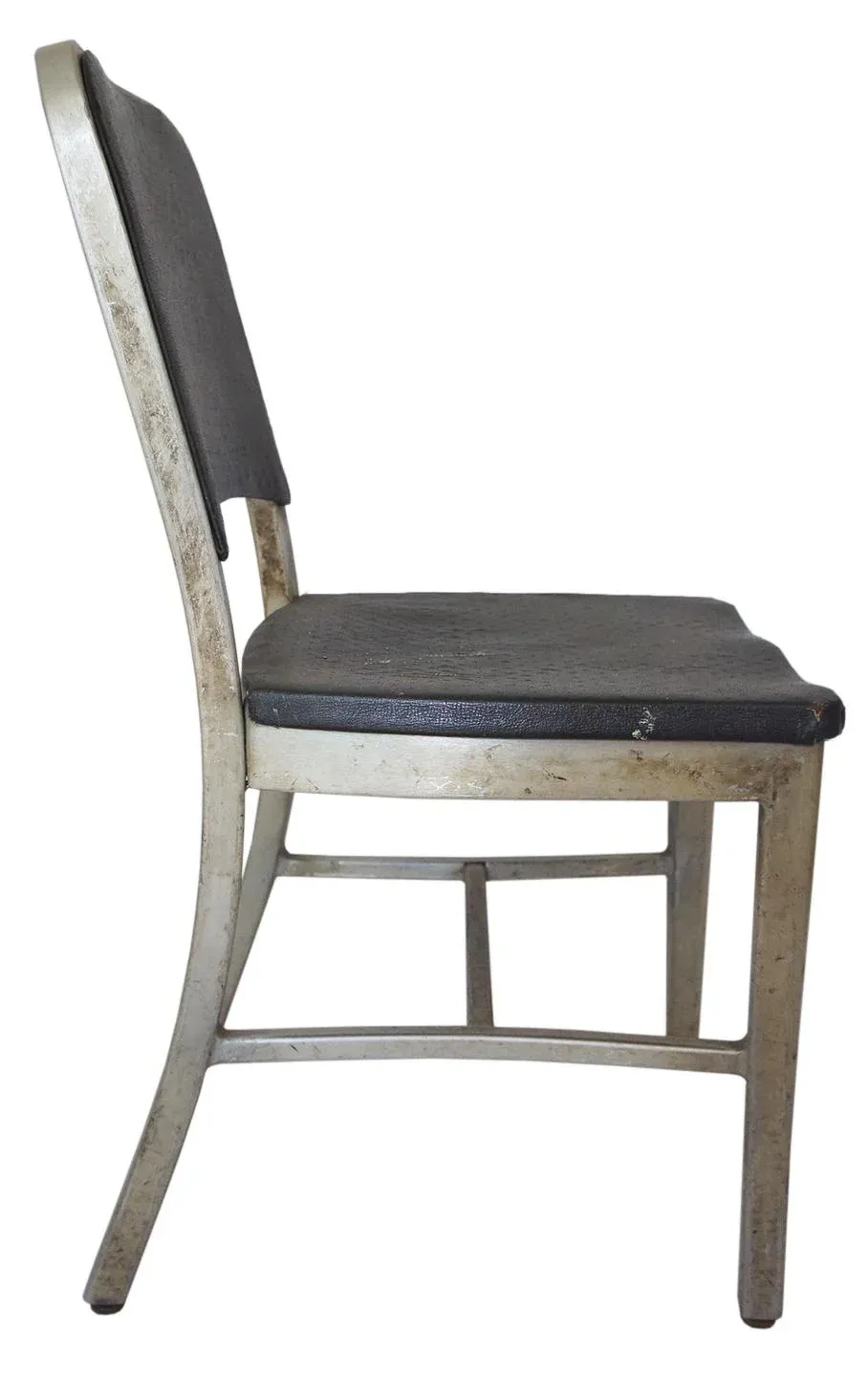 Vintage Emeco Upholstered Aluminum Navy Chair | Chairish